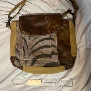 Myra Shoulder bag, zebra pattern, leather